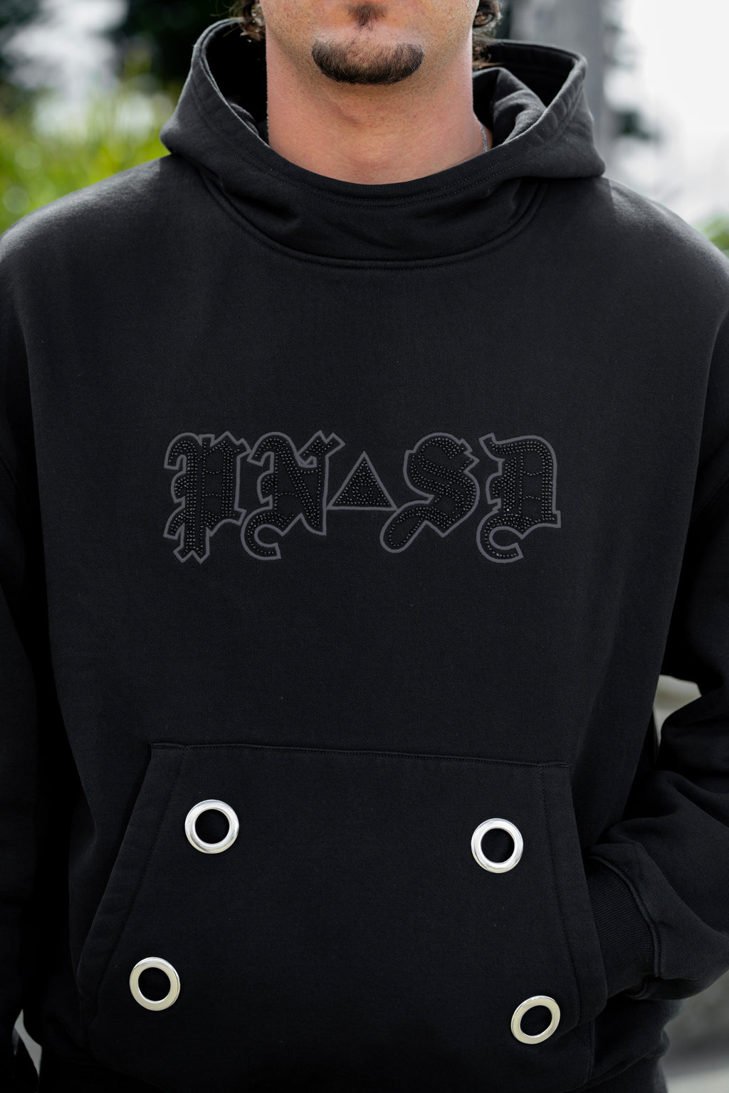 rhinestone calligraphy hoodie