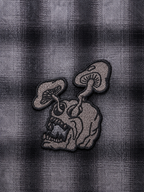 skull embroidered zip flannel shirt