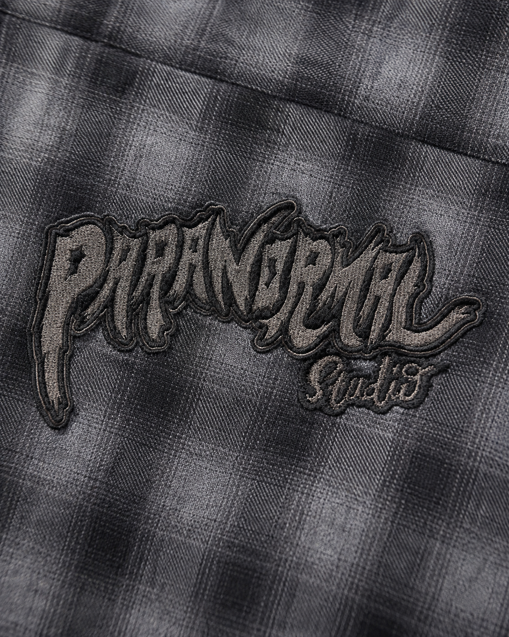 skull embroidered zip flannel shirt