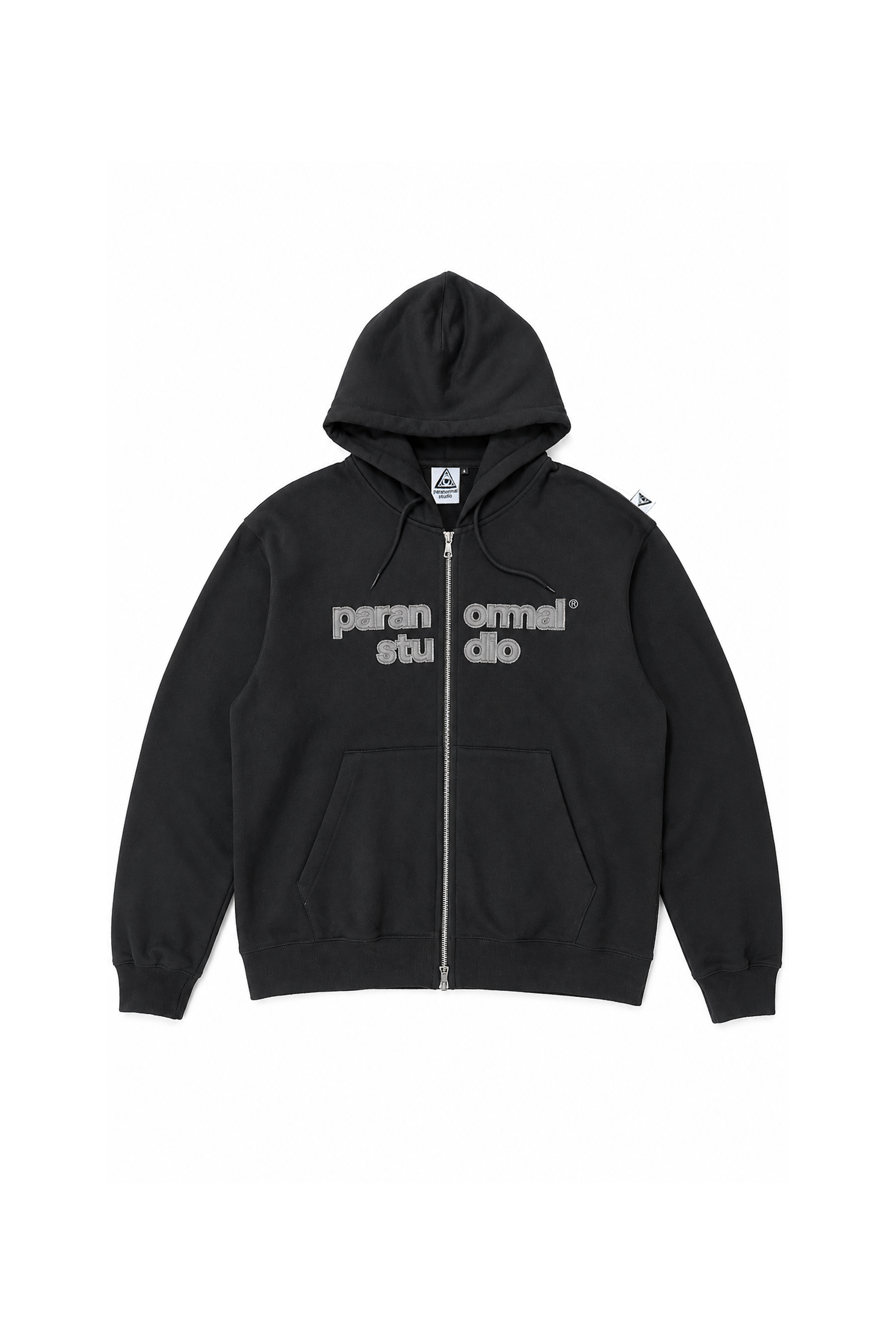 applique logo zip hoodie
