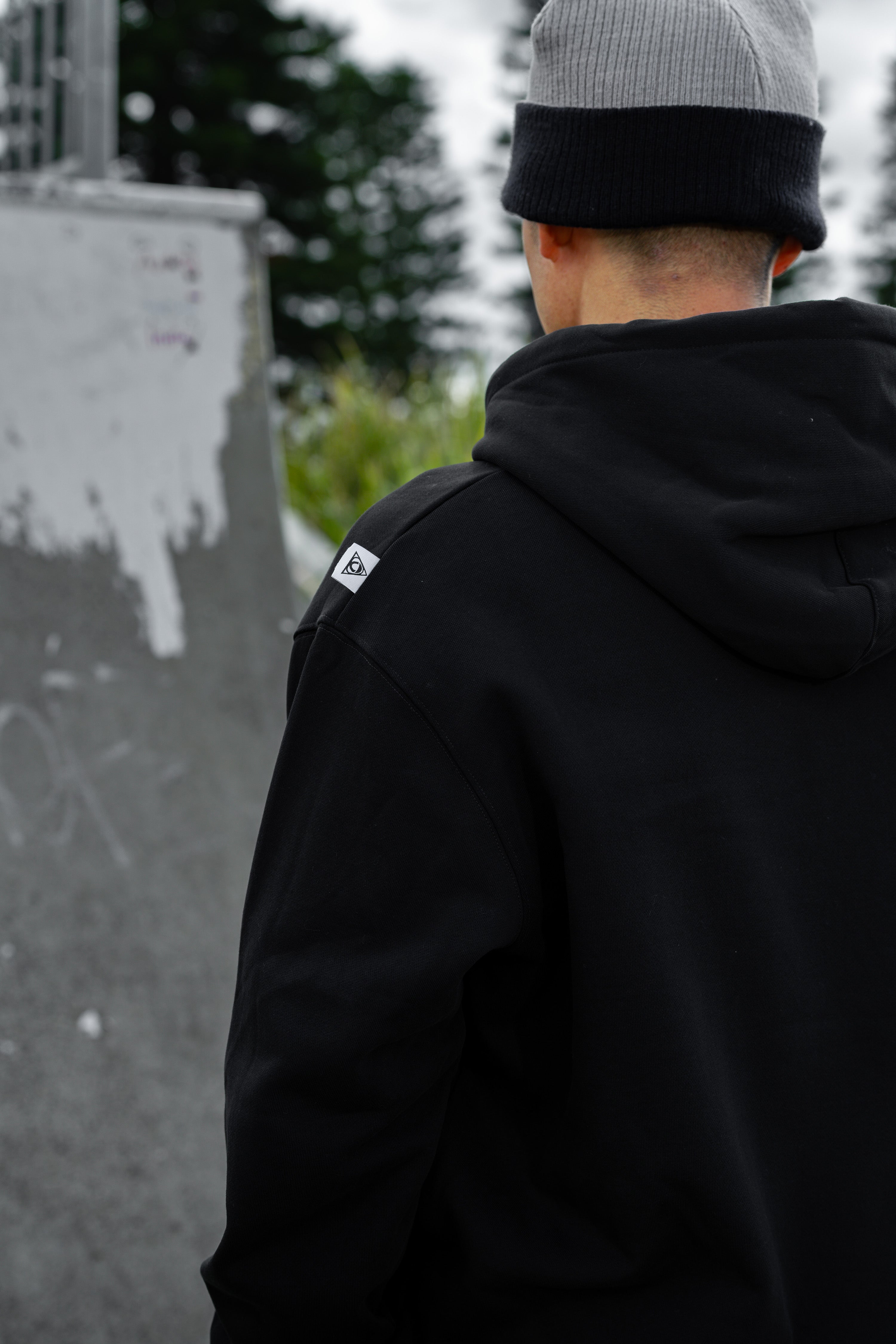applique logo zip hoodie