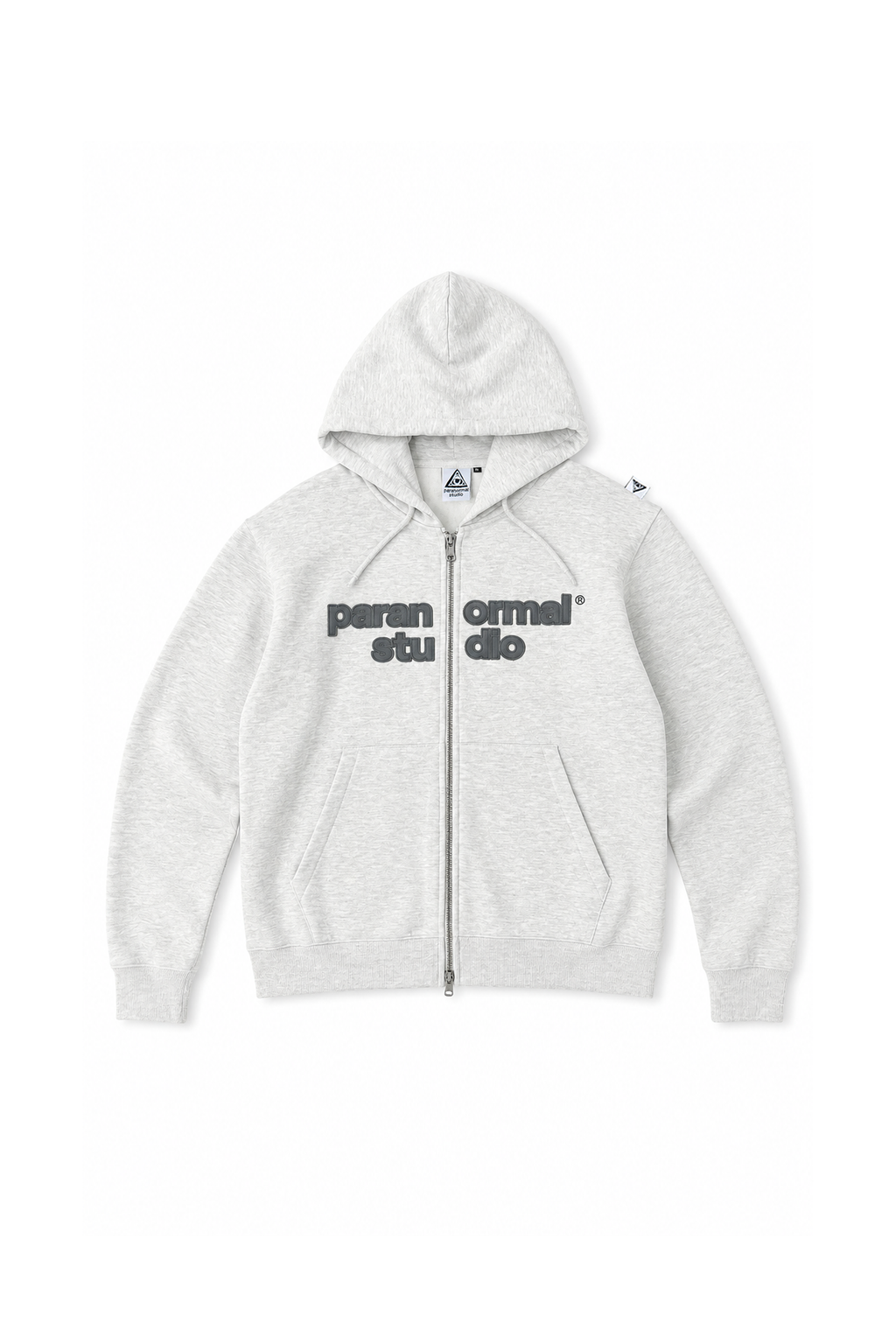 applique logo zip hoodie