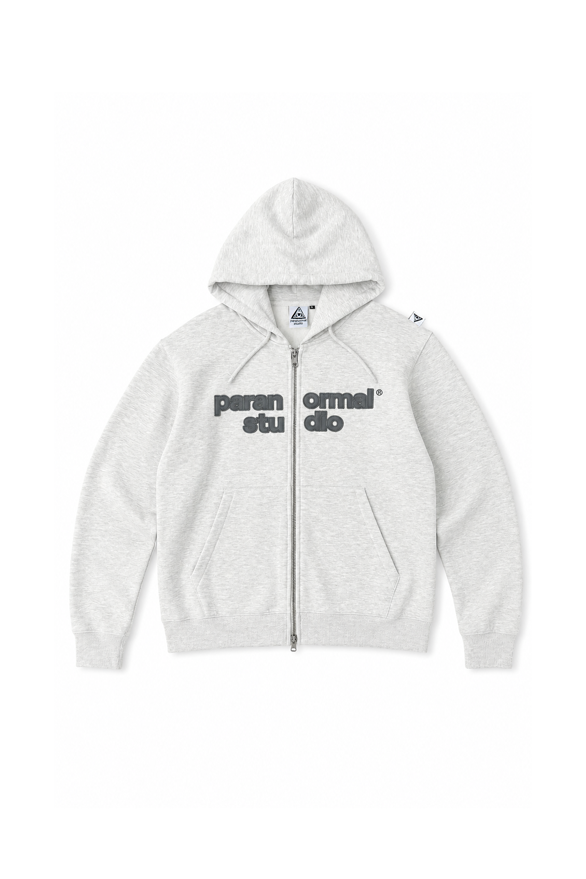 applique logo zip hoodie