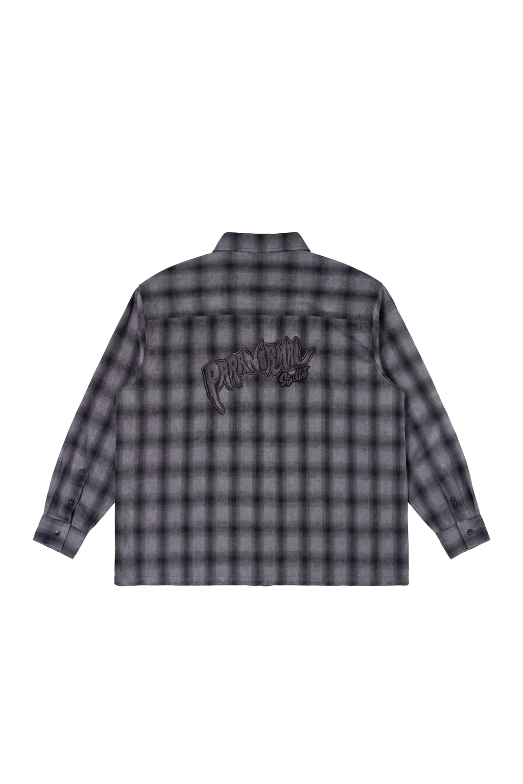 skull embroidered zip flannel shirt