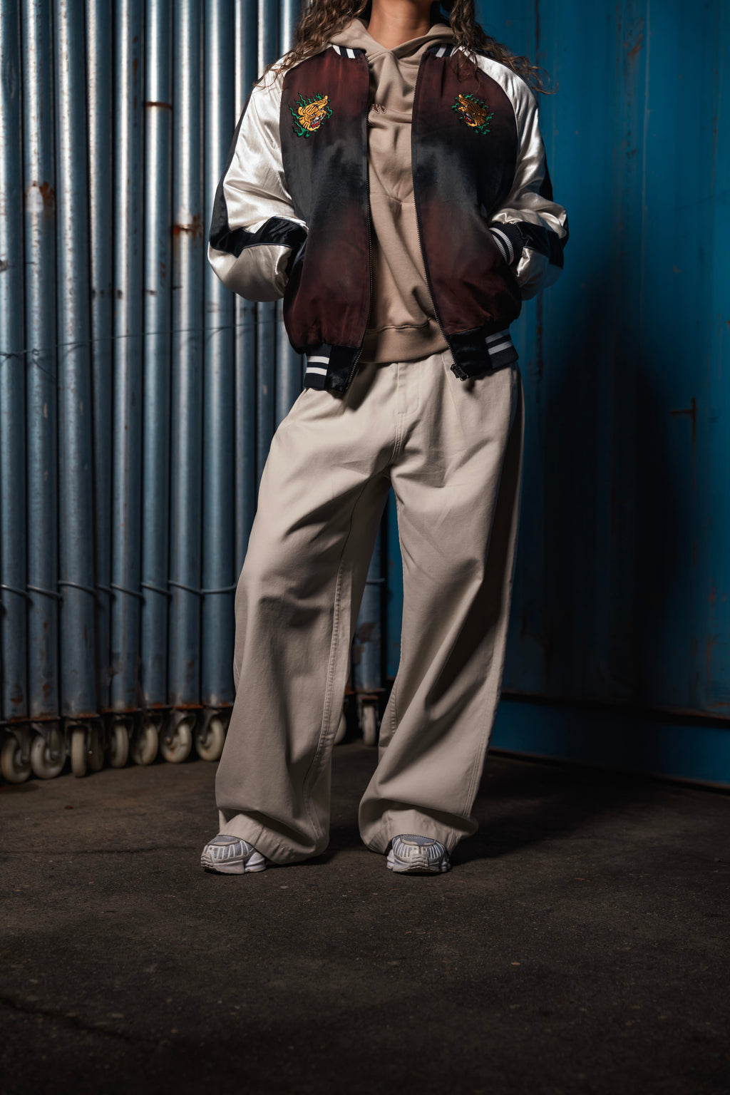 metal eyelet barrel pants