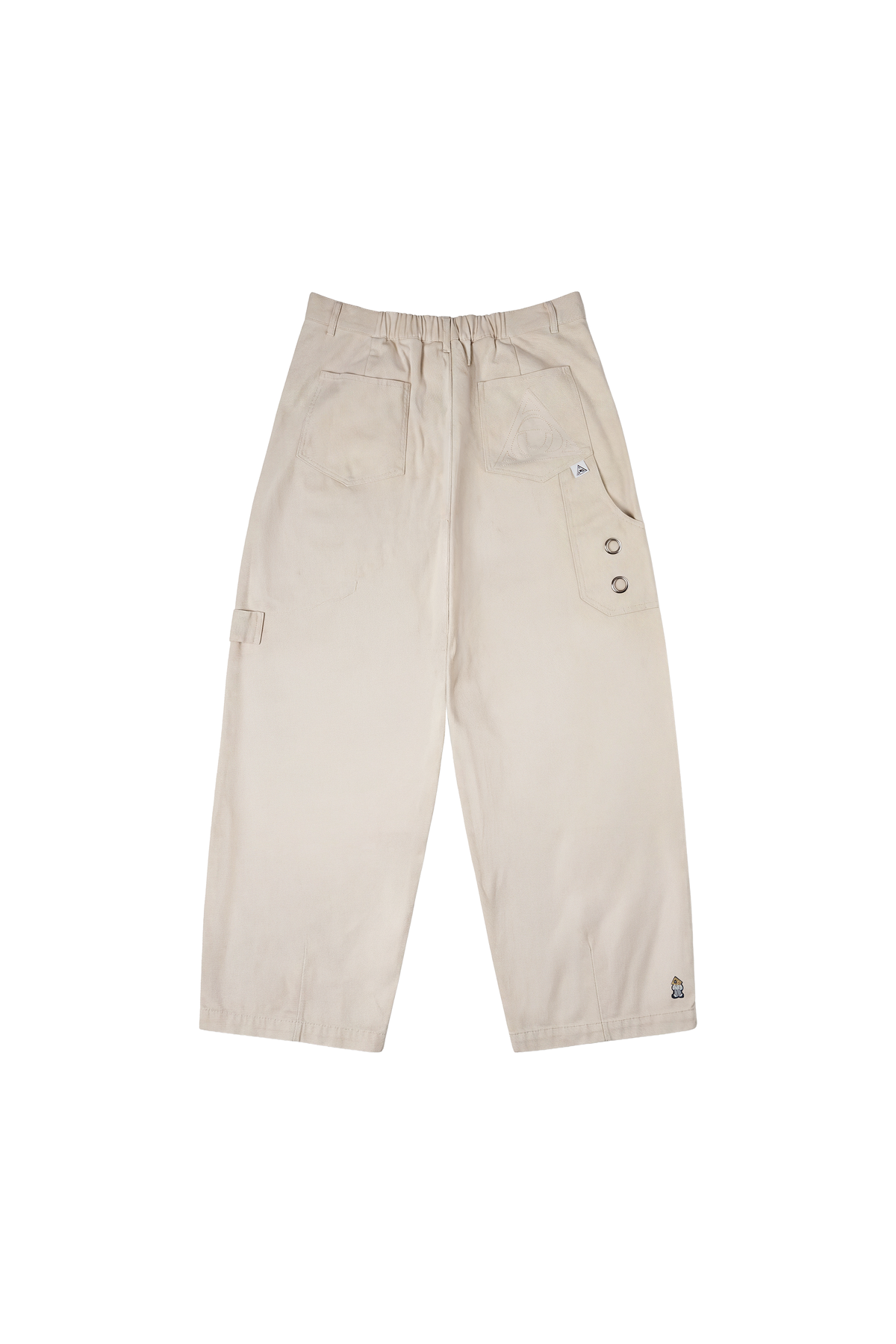 metal eyelet barrel pants