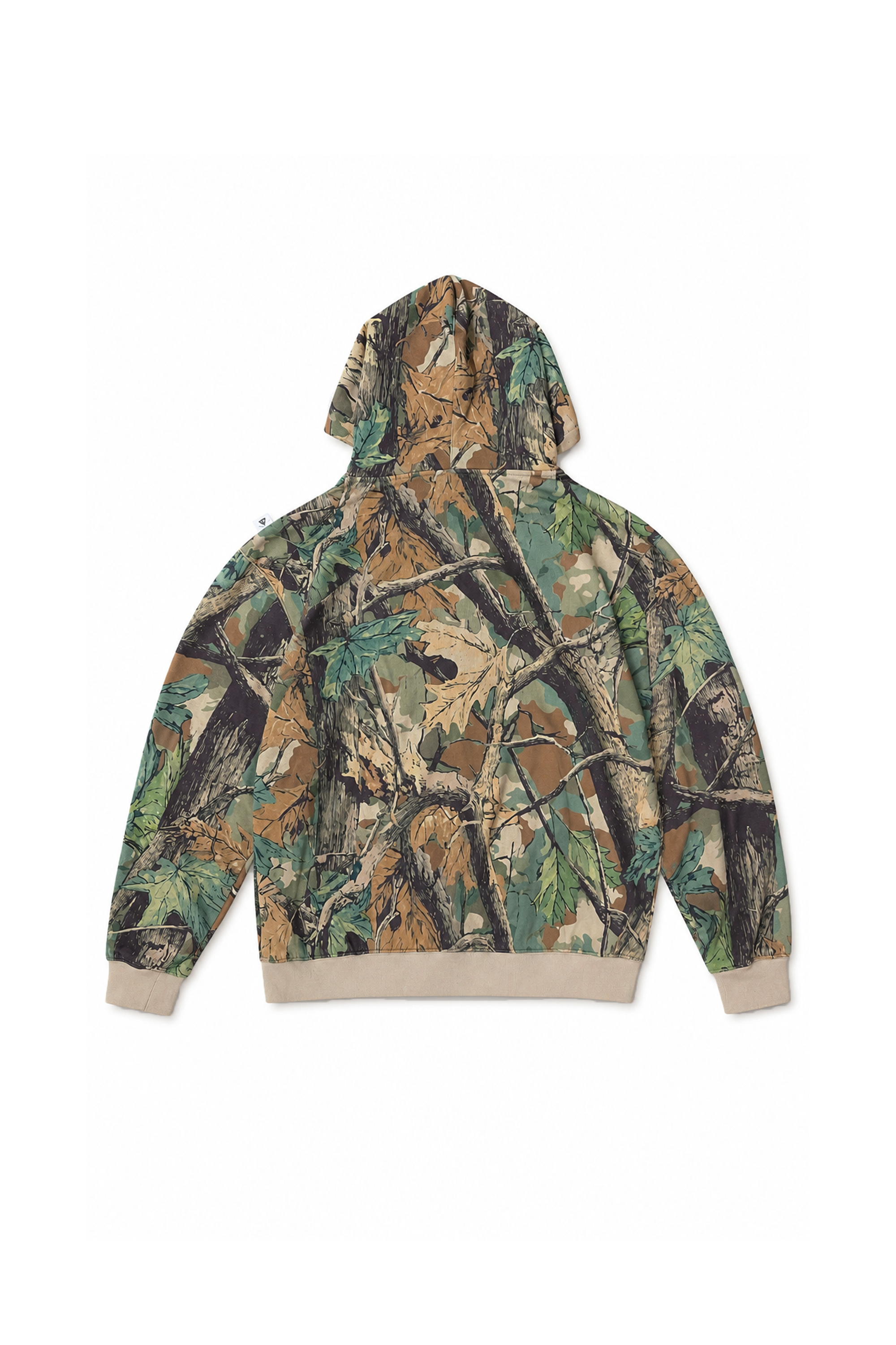 camo tree applique logo zip hoodie