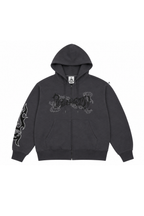 tribal applique & print zip hoodie