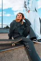tribal applique & print wide sweatpants