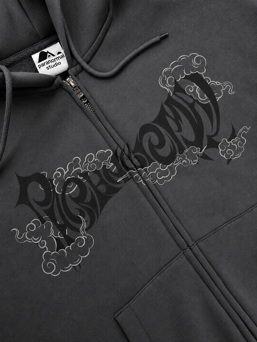 tribal applique & print zip hoodie