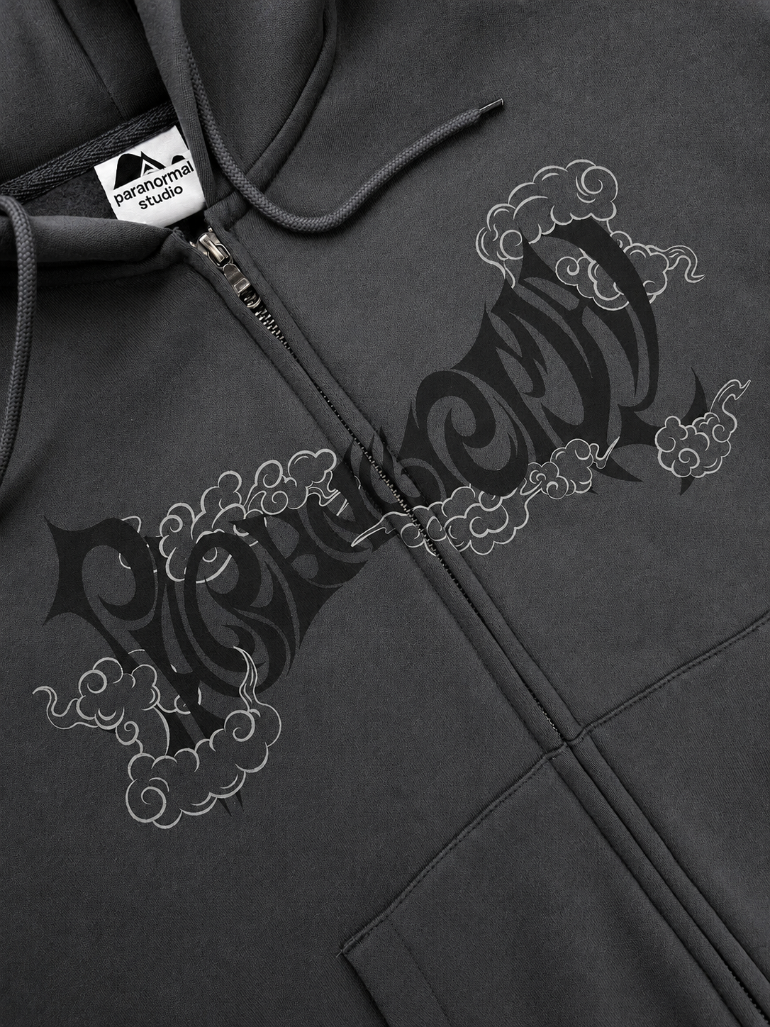 tribal applique & print zip hoodie