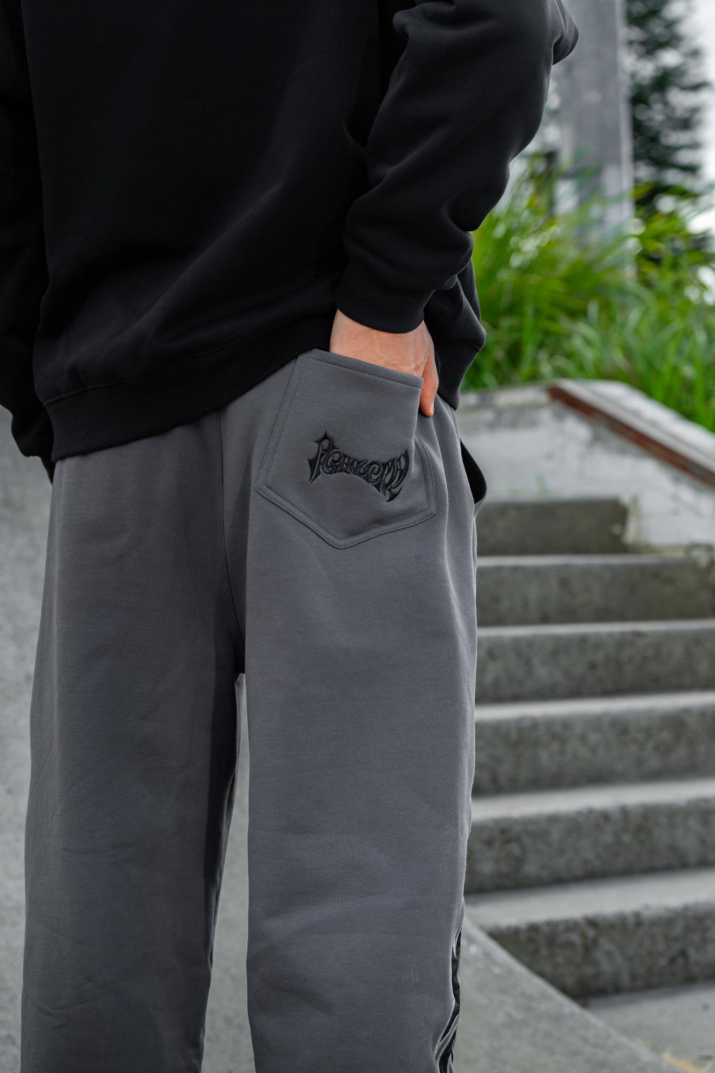 tribal applique & print wide sweatpants