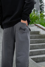 tribal applique & print wide sweatpants