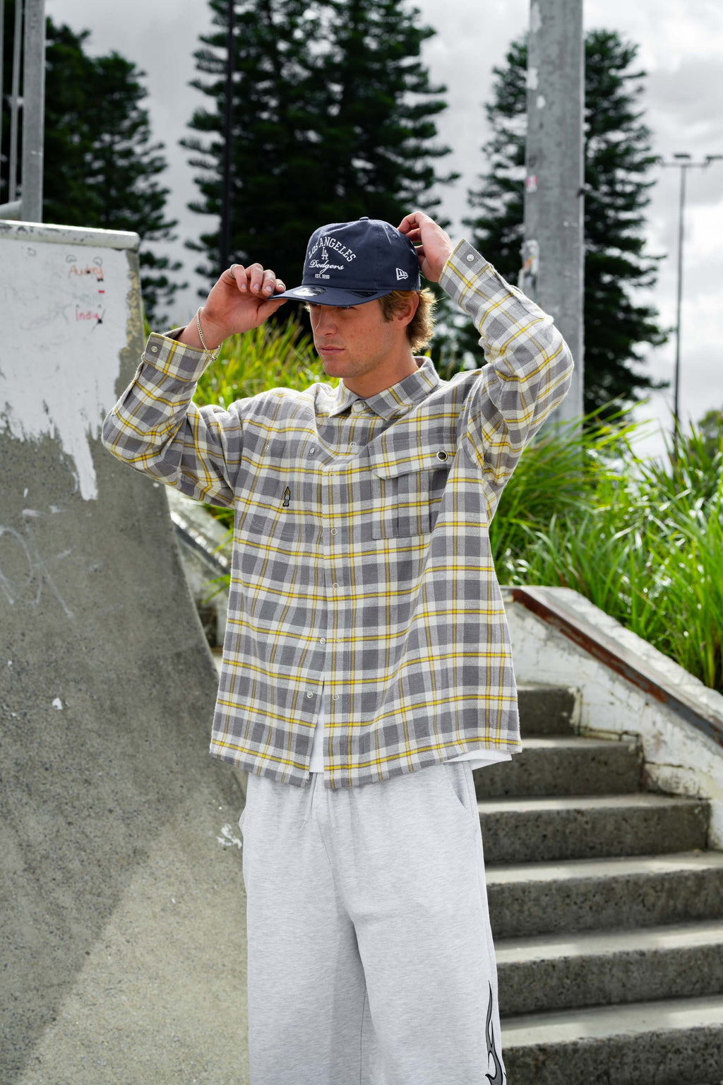 metal trim plaid workshirt
