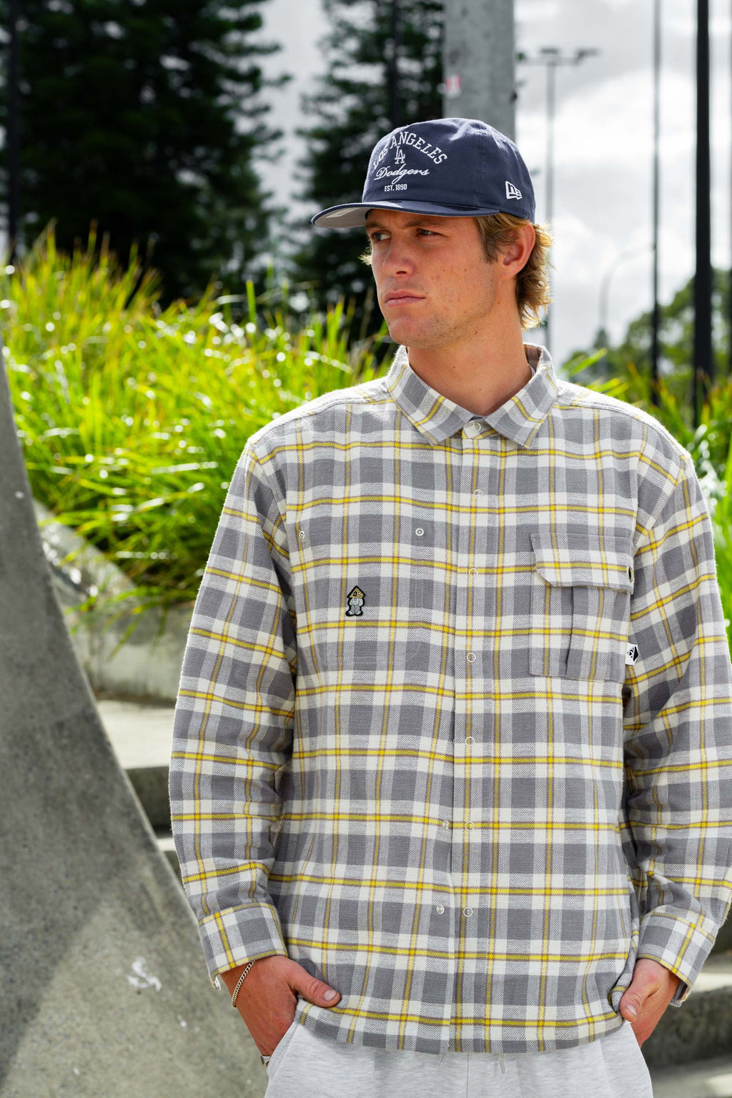 metal trim plaid workshirt