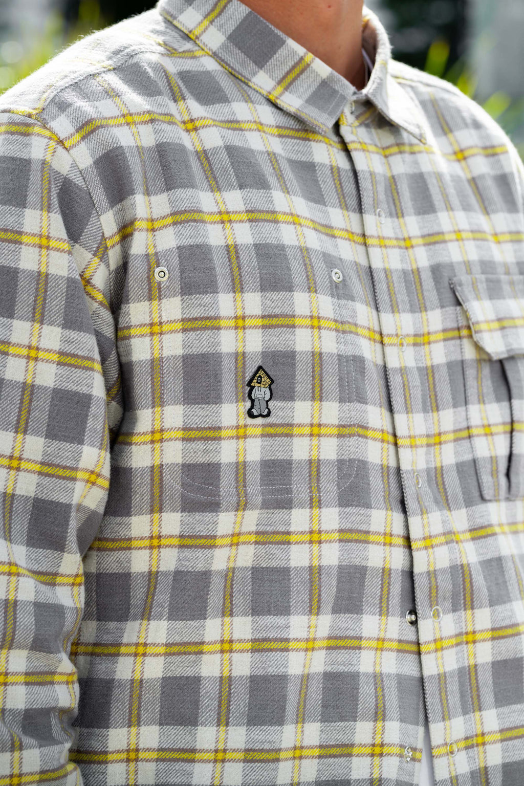 metal trim plaid workshirt