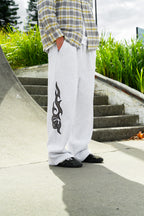 tribal applique & print wide sweatpants