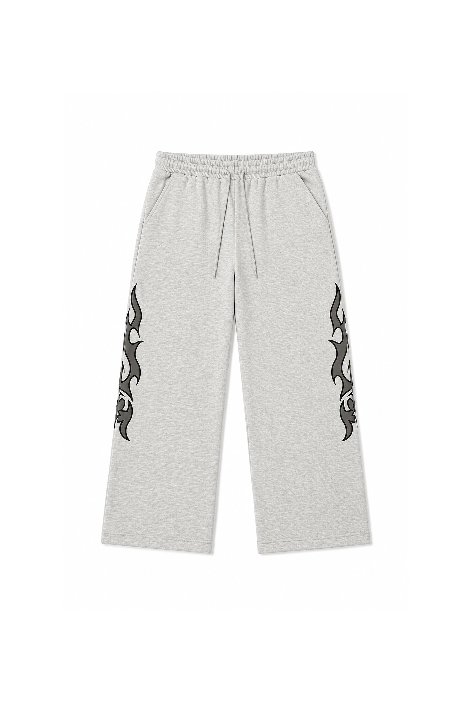 tribal applique & print wide sweatpants