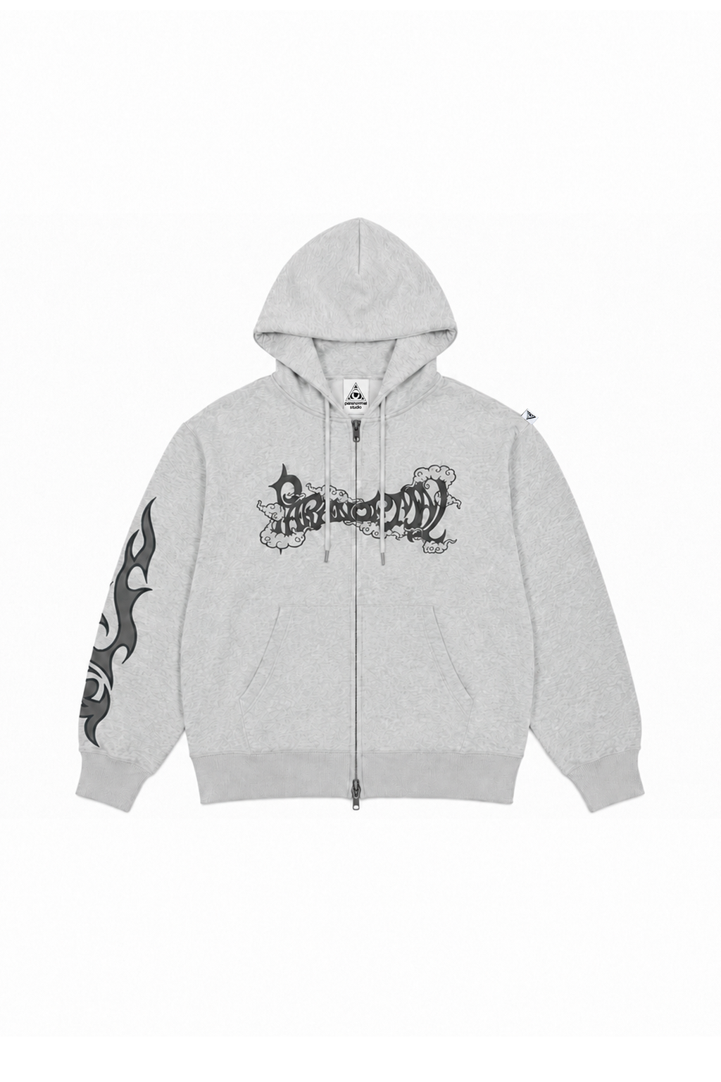 tribal applique & print zip hoodie