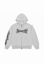 tribal applique & print zip hoodie