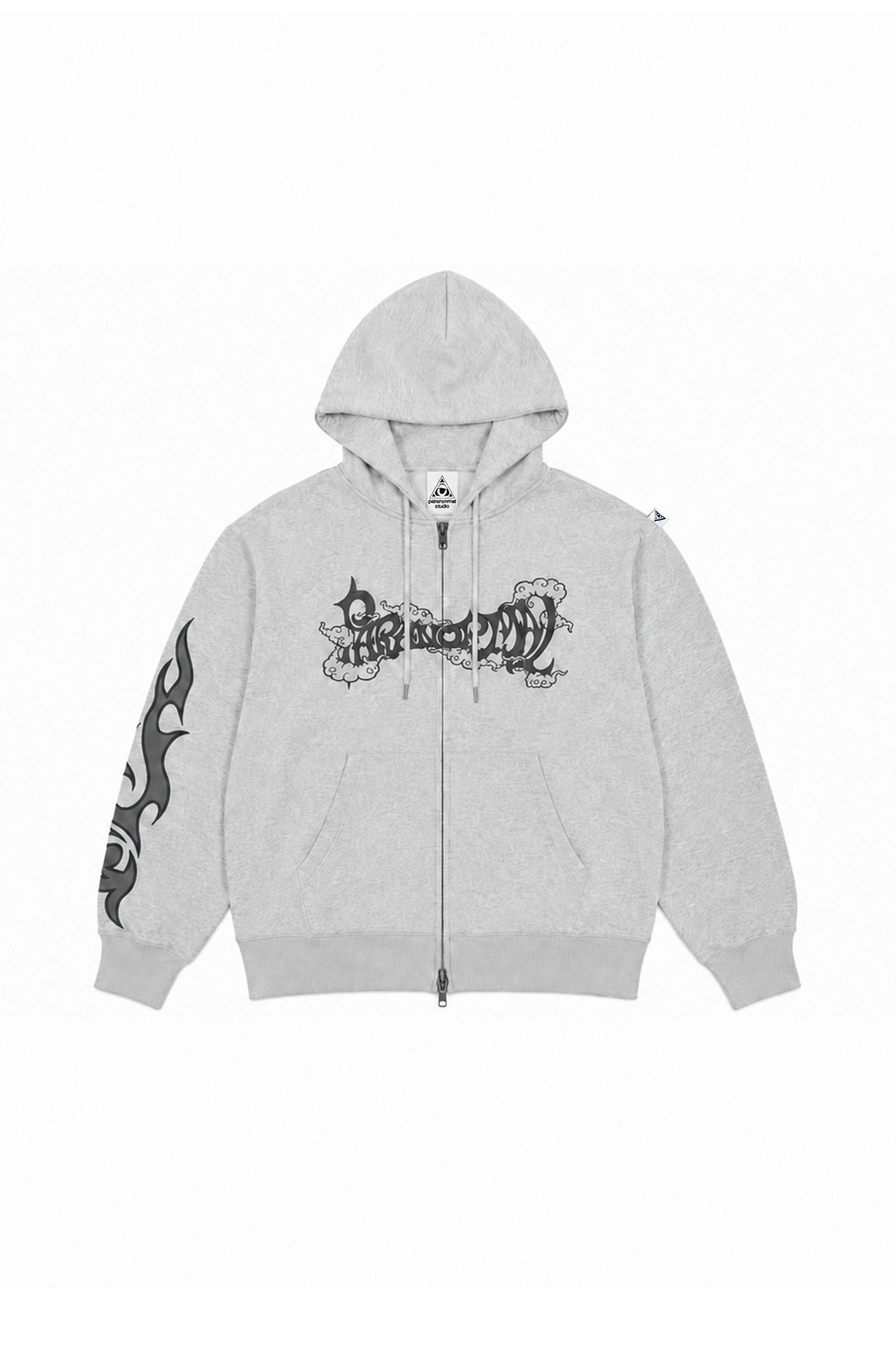 tribal applique & print zip hoodie
