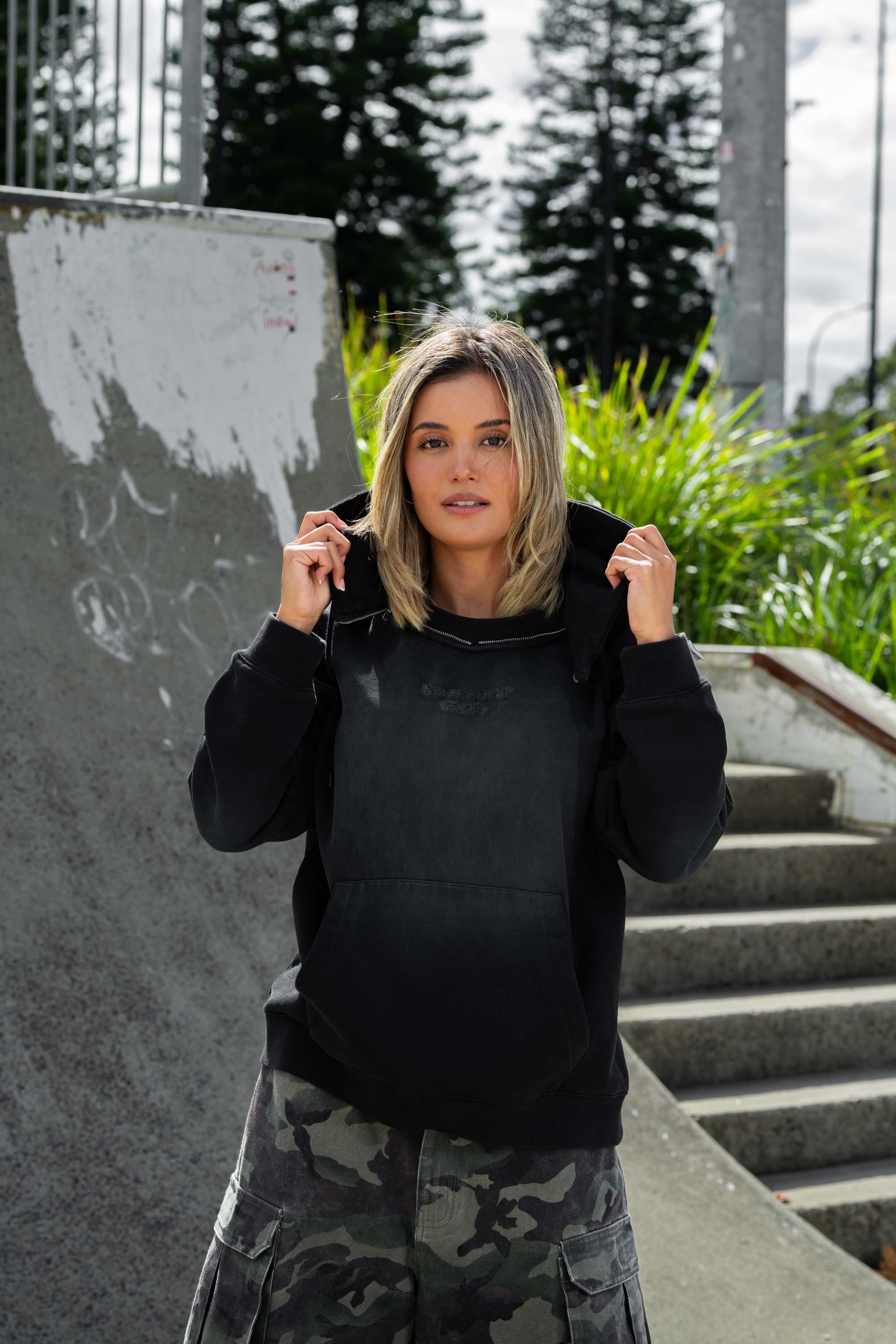 transformable logo hoodie