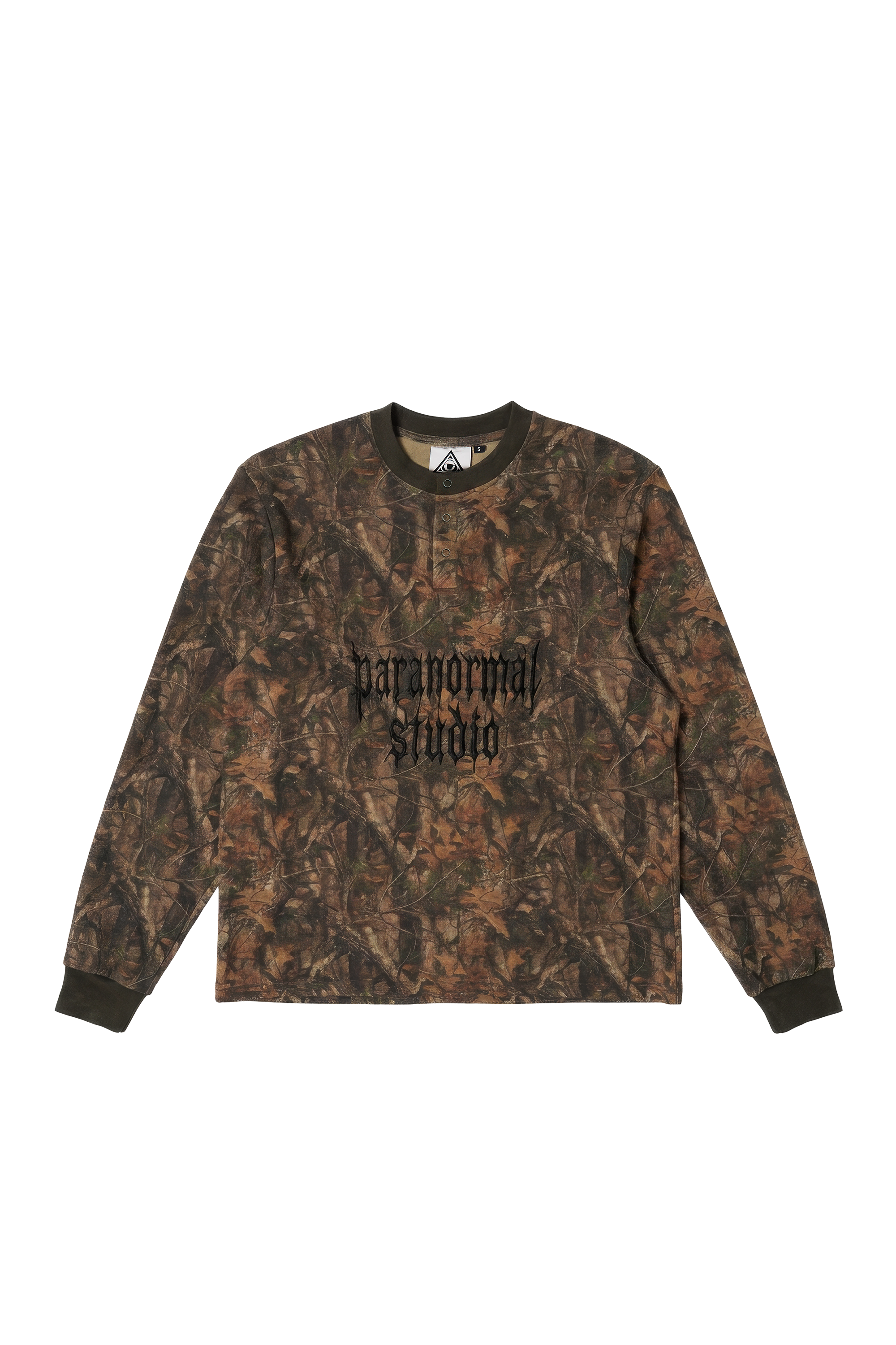 real tree camouflage waffle henley longsleeve