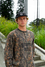 real tree camouflage waffle henley longsleeve